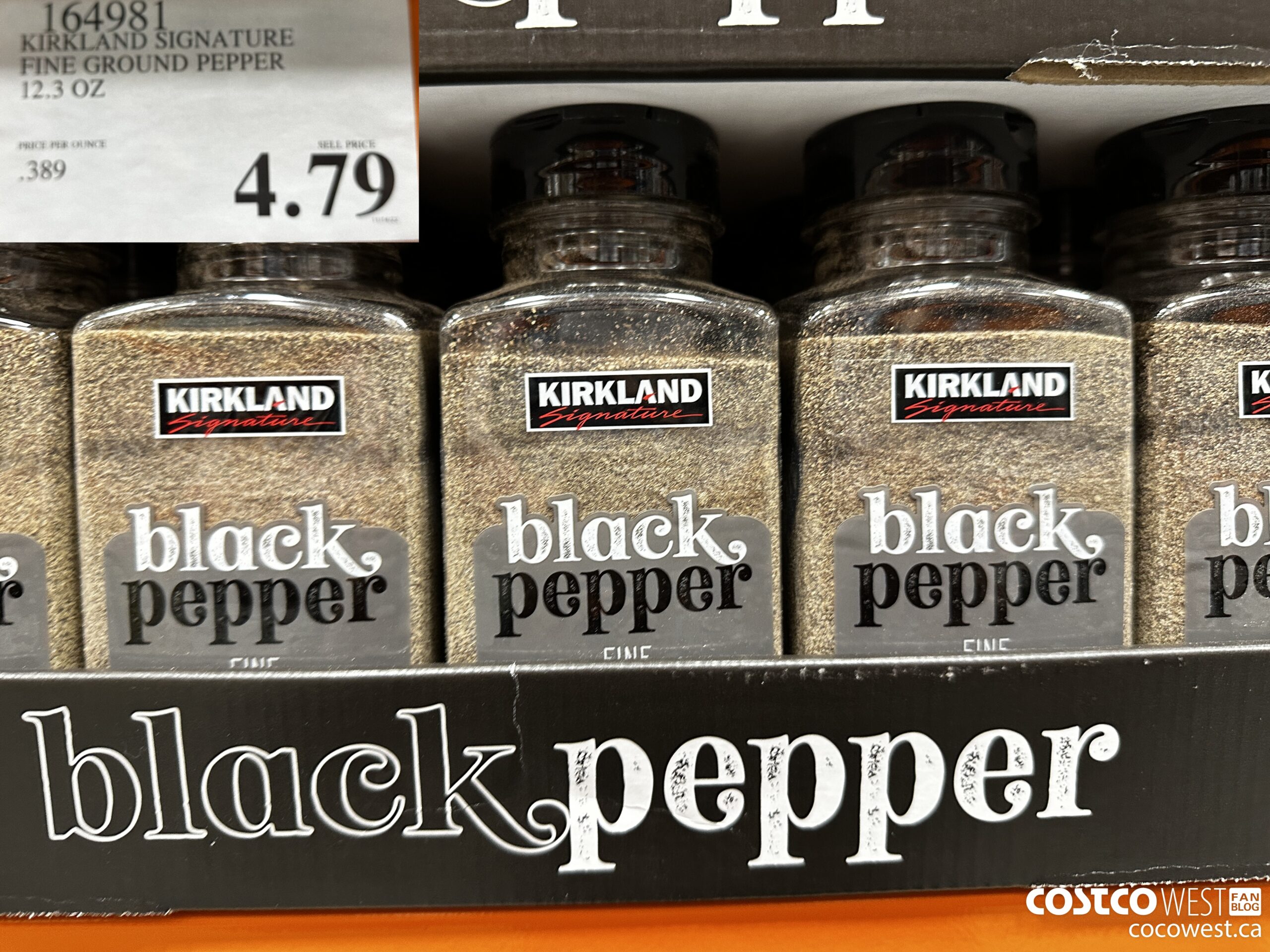 164981 KIRKLAND SIGNATURE FINE GROUND PEPPER 12.3 OZ $4.79
