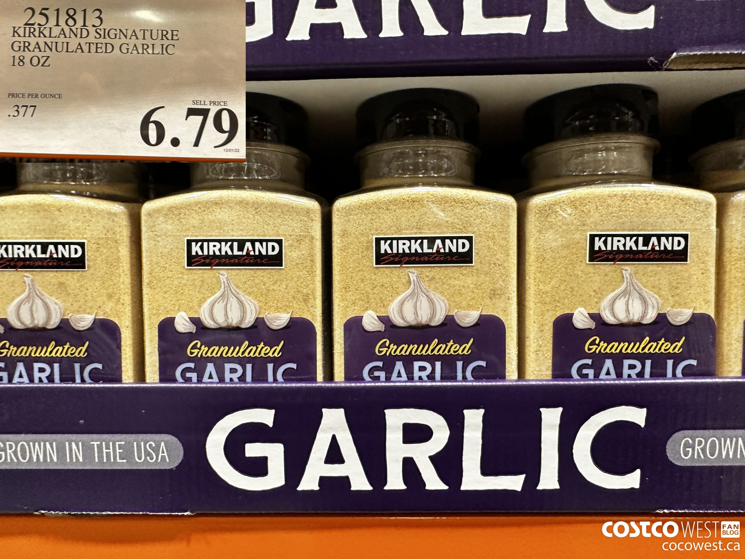 251813 KIRKLAND SIGNATURE GRANULATED GARLIC 18 OZ $6.79