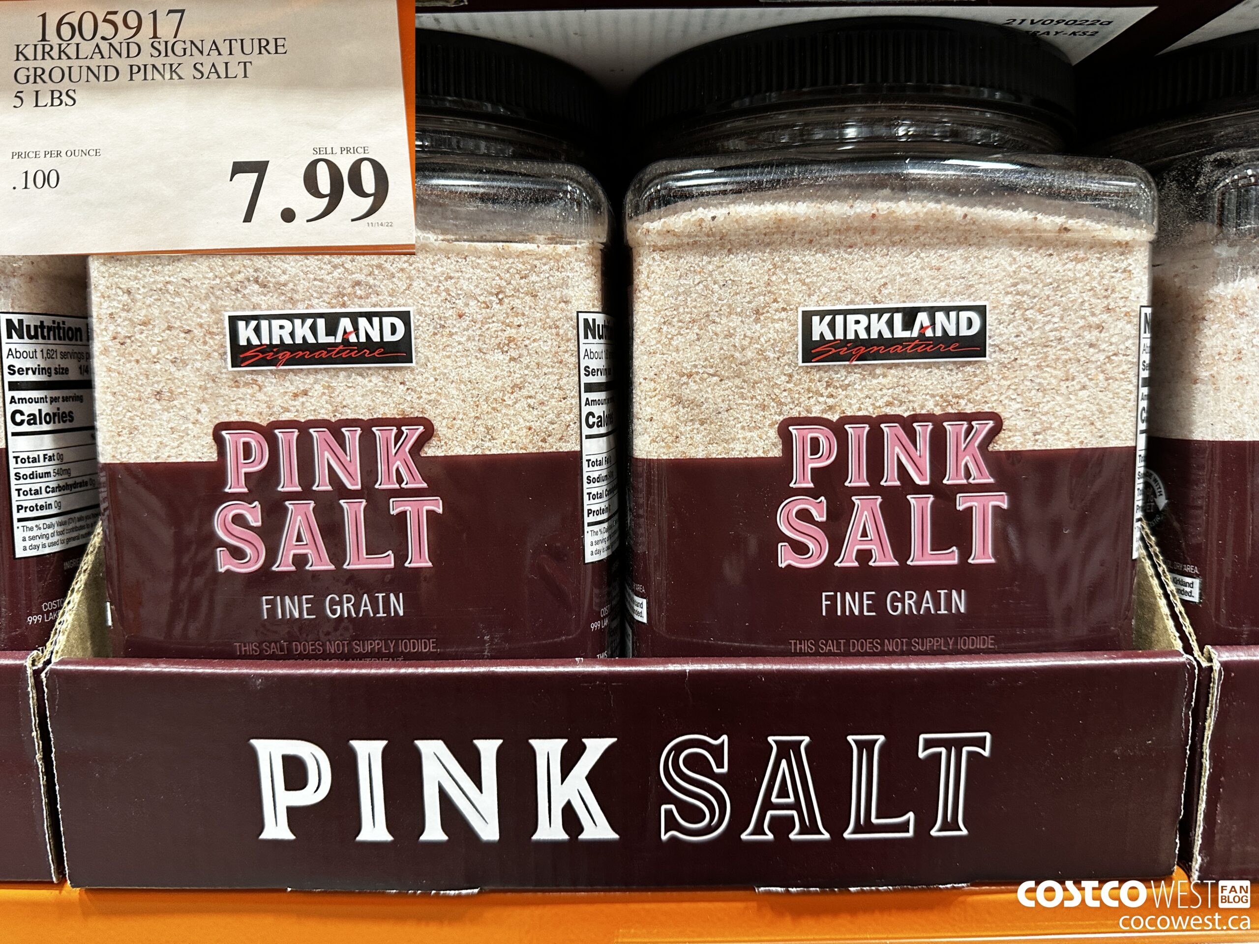 1605917 KIRKLAND SIGNATURE GROUND PINK SALT 5 LBS $7.99