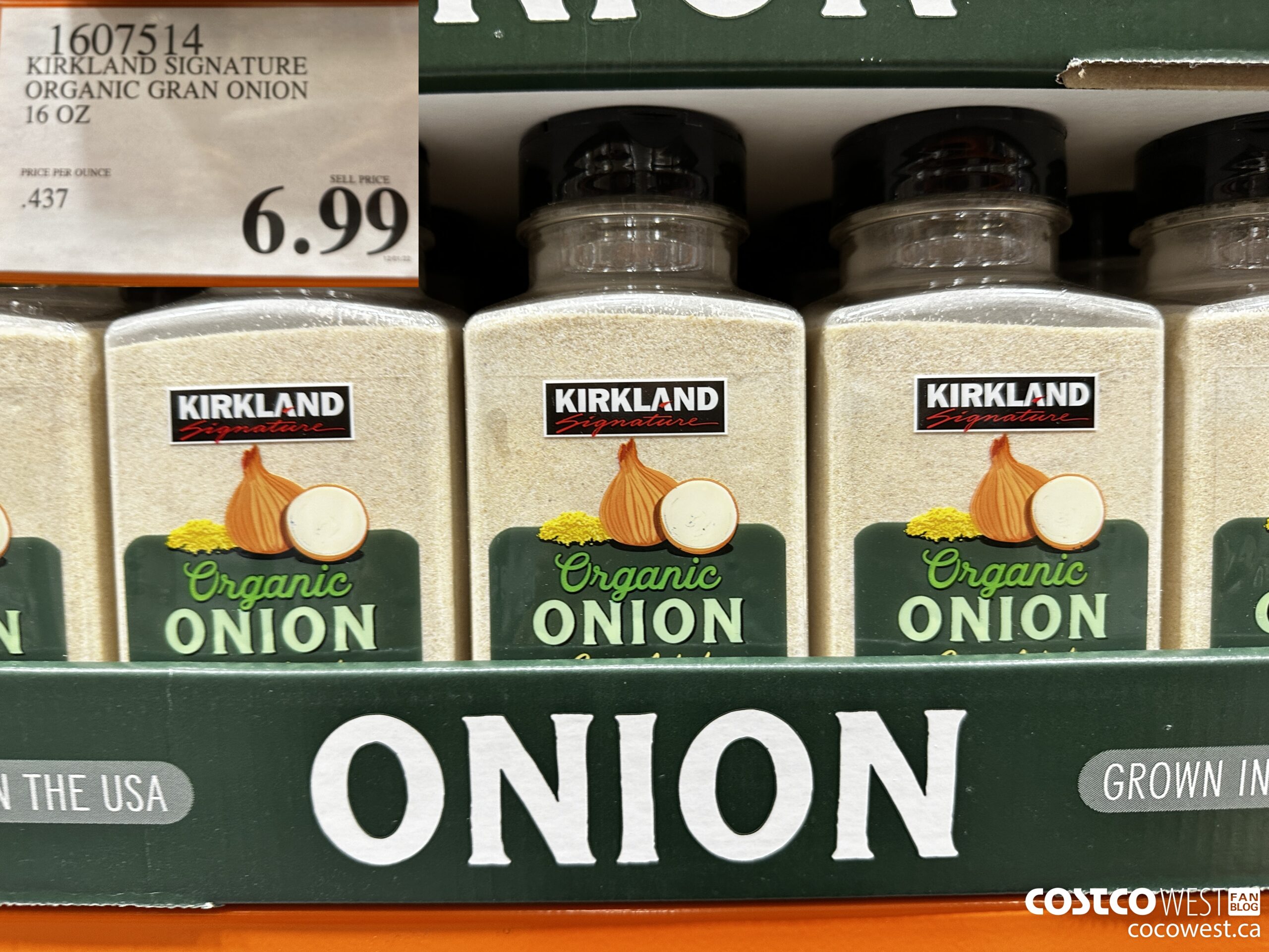 1607514 KIRKLAND SIGNATURE ORGANIC GRAN ONION 16 OZ $6.99