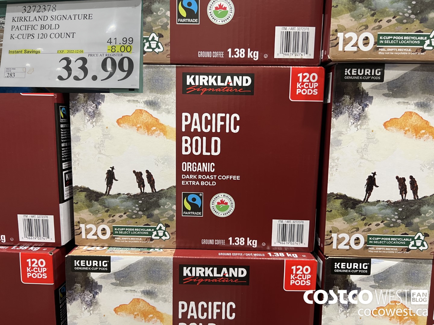 3272378 KIRKLAND SIGNATURE PACIFIC BOLD K-CUPS 120 COUNT ($8.00 INSTANT SAVINGS EXPIRES ON 2022-12-04) $33.99