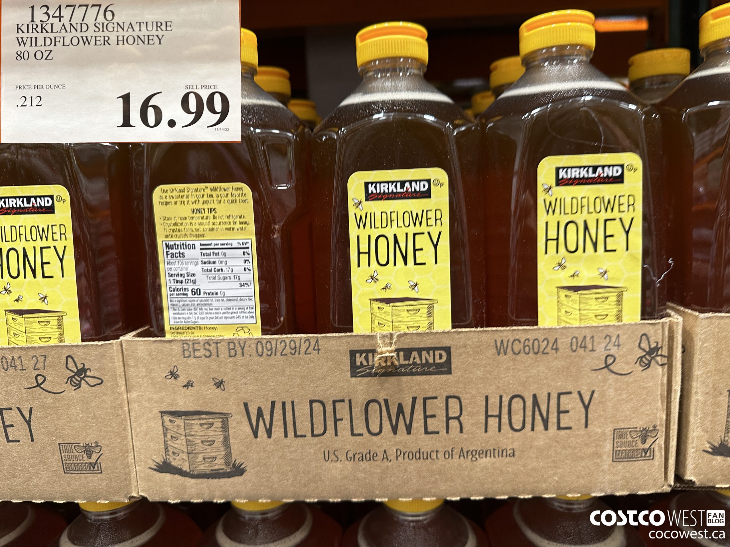 1347776 KIRKLAND SIGNATURE WILDFLOWER HONEY 80 OZ $16.99