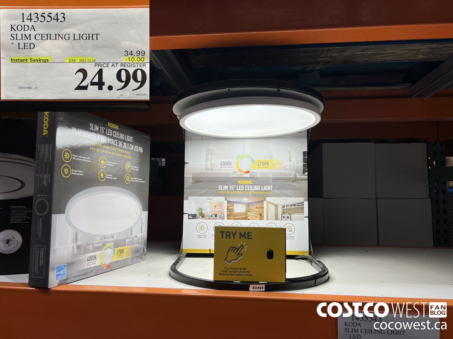 1435543 KODA SLIM CEILING LIGHT LED ($10.00 INSTANT SAVINGS EXPIRES ON 2022-12-04) $24.99