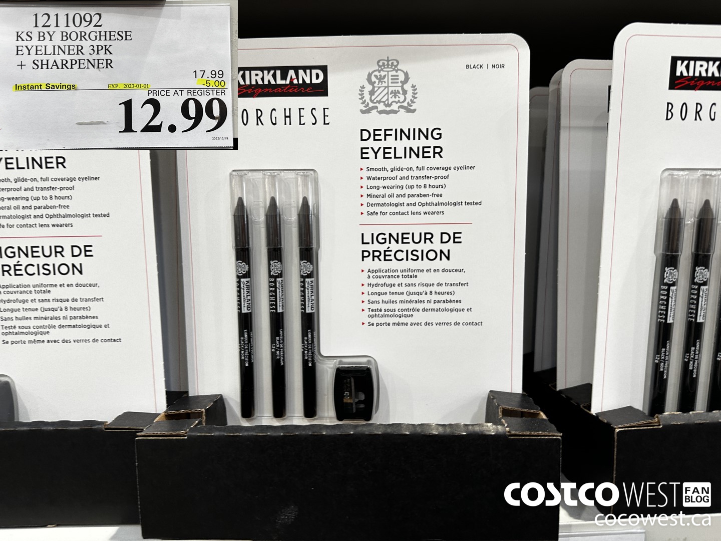 1211092 KS BY BORGHESE EYELINER 3PK + SHARPENER ($5.00 INSTANT SAVINGS EXPIRES ON 2023-01-01) $12.99