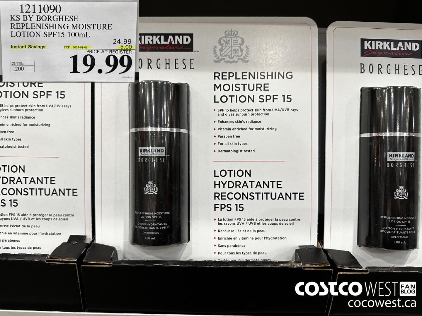 1211090 KS BY BORGHESE REPLENISHING MOISTURE LOTION SPF15 100mL ($5.00 INSTANT SAVINGS EXPIRES ON 2023-01-01) $19.99
