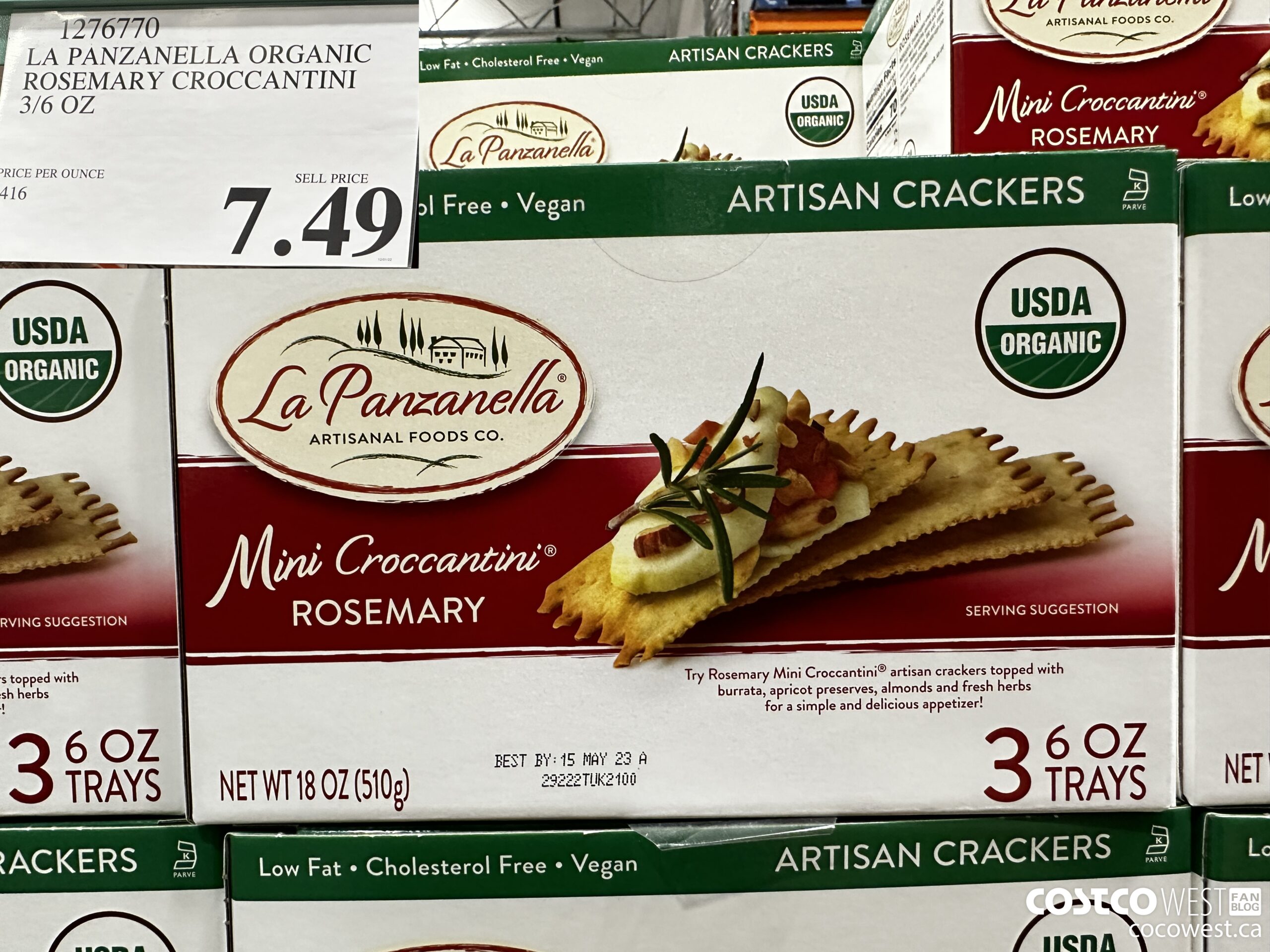 1276770 LA PANZANELLA ORGANIC ROSEMARY CRACKERS 3/6 OZ  $7.49