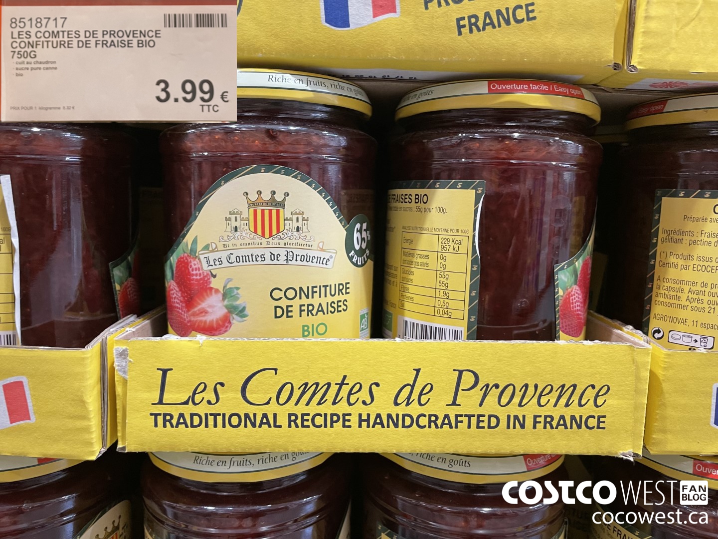 8518717 LES COMTES DE PROVENCE CONFITURE DE FRAISE BIO 750 G $3.99