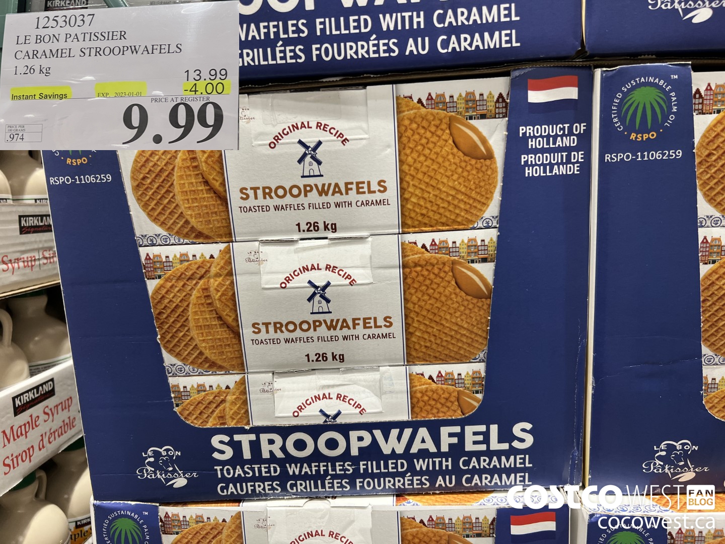 1253037 LE BON PATISSIER CARAMEL STROOPWAFELS 1.26 KG ($4.00 INSTANT SAVINGS EXPIRES ON 2023-01-01) $9.99