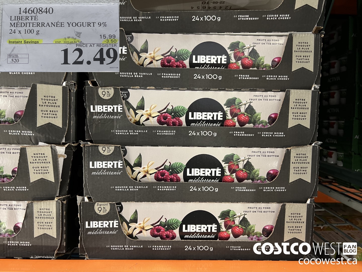 1460840 LIBERTE MEDITERRANEE YOGURT 9% 24 x 100 g ($3.50 INSTANT SAVINGS EXPIRES ON 2022-12-04) $12.49