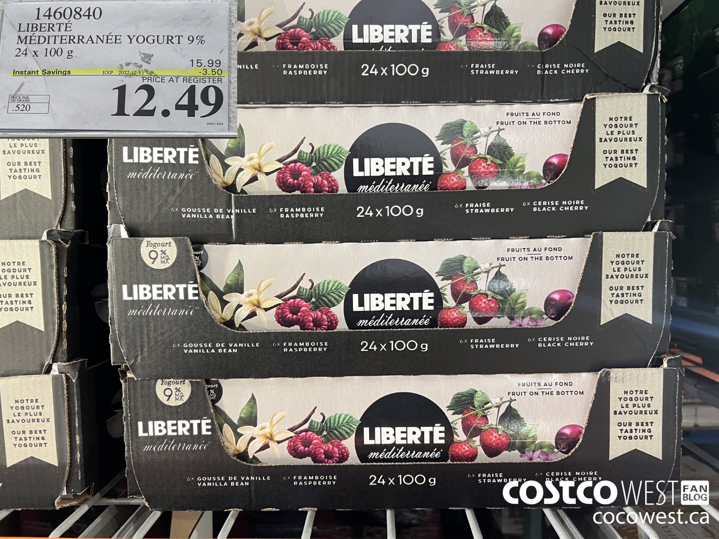 1460840 LIBERTE MEDITERRANEE YOGURT 9% 24 x 100 g ($3.50 INSTANT SAVINGS EXPIRES ON 2022-12-11) $12.49