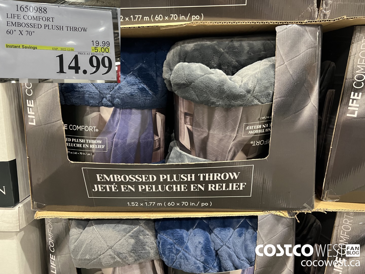 1650988 LIFE COMFORT EMBOSSED PLUSH THROW 60