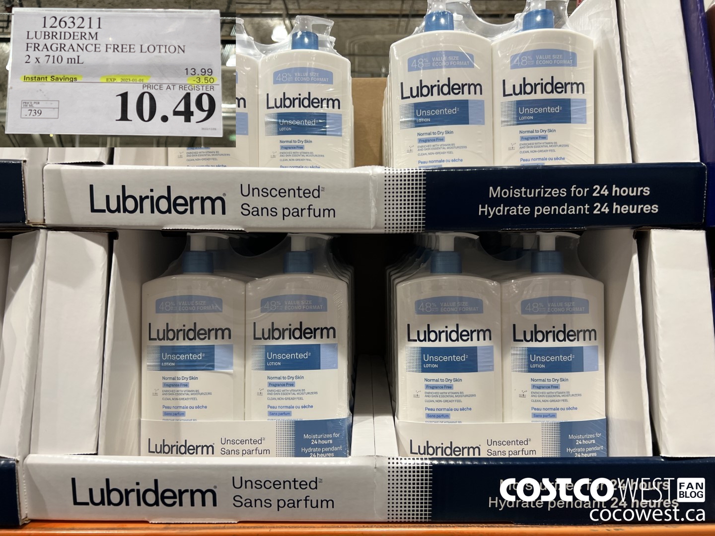 1263211 LUBRIDERM FRAGRANCE FREE LOTION 2 X 710ML ($3.50 INSTANT SAVINGS EXPIRES ON 2023-01-01) $10.49