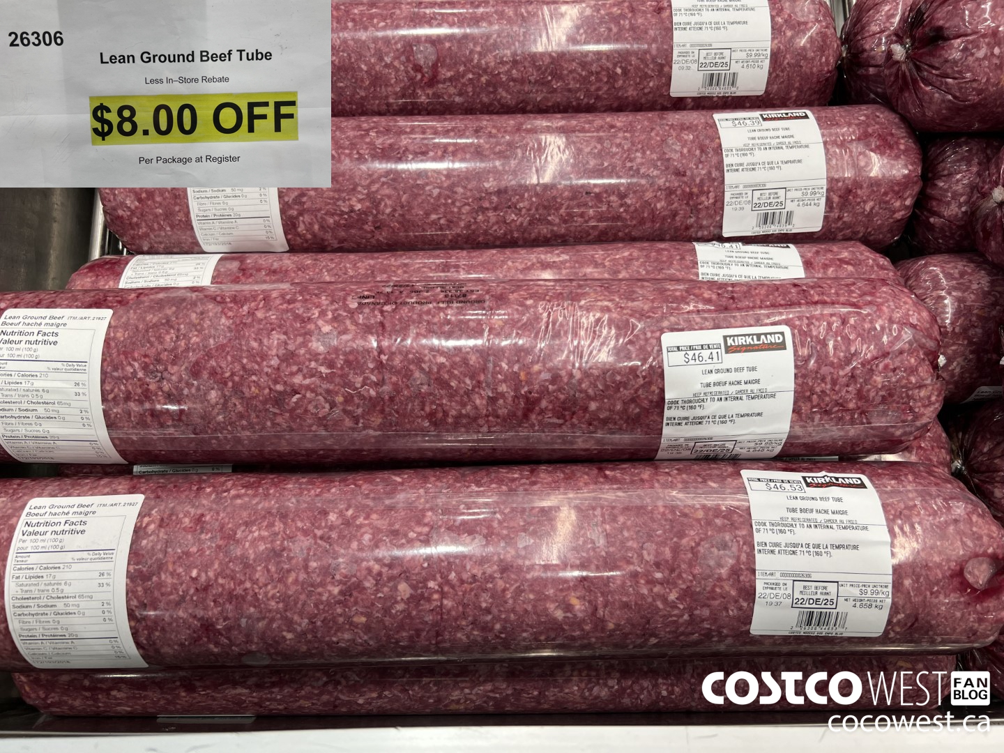 26306 Lean Ground Beef Tube ($8.00 INSTANT SAVINGS)