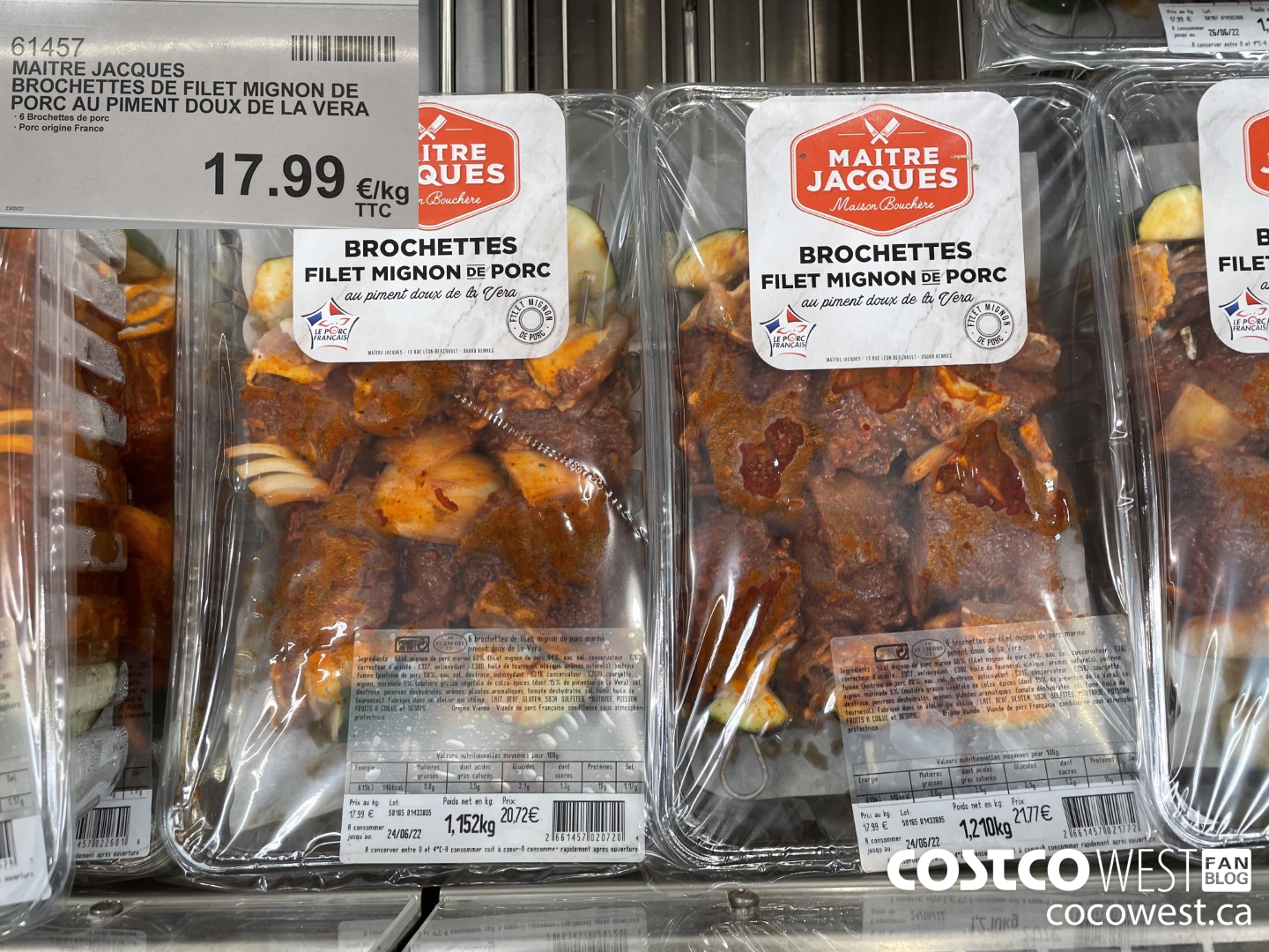 61457 MAITRE JACQUES BROCHETTES DE FILET MIGNON DE PORC AU PIMENT DOUX DE LA VERA $17.99