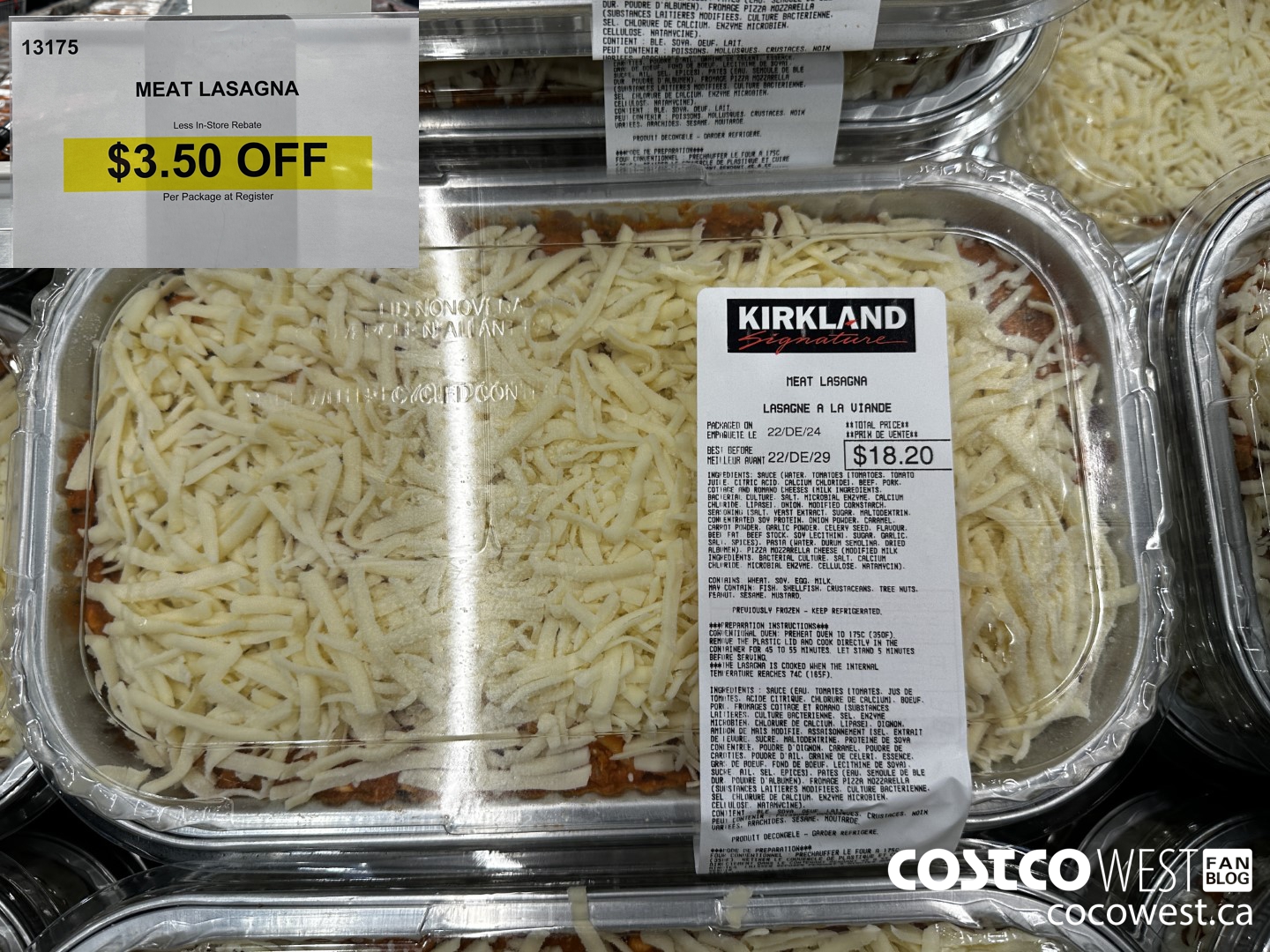 13175 MEAT LASAGNA ($3.50 INSTANT SAVINGS)