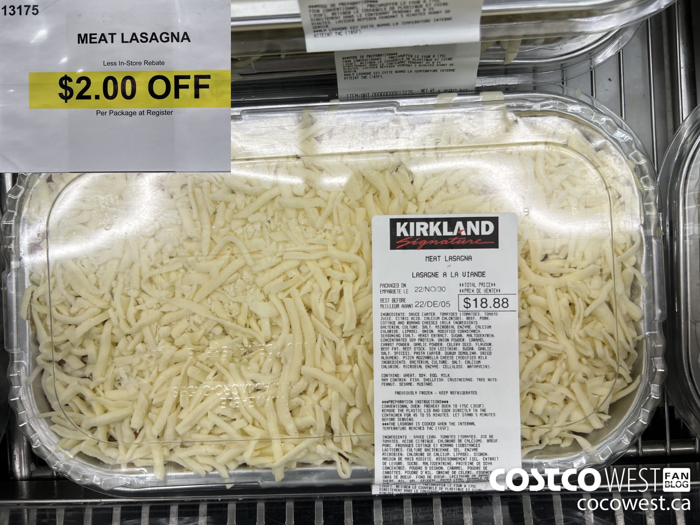 13175 MEAT LASAGNA  ($2.00 INSTANT SAVINGS)