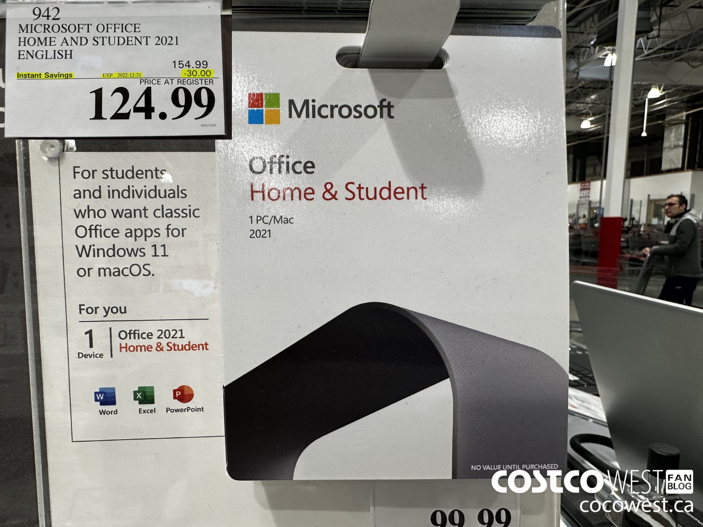 942 MICROSOFT OFFICE HOME AND STUDENT 2021 ENGLISH  ($30.00 INSTANT SAVINGS EXPIRES ON 2022-12-31) $124.99