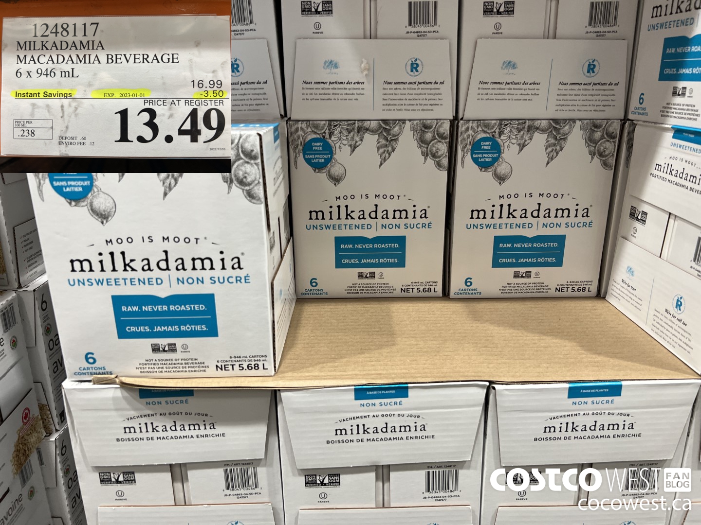 1248117 MILKADAMIA MACADAMIA BEVERAGE 6 x 946 mL ($3.50 INSTANT SAVINGS EXPIRES ON 2023-01-01) $13.49