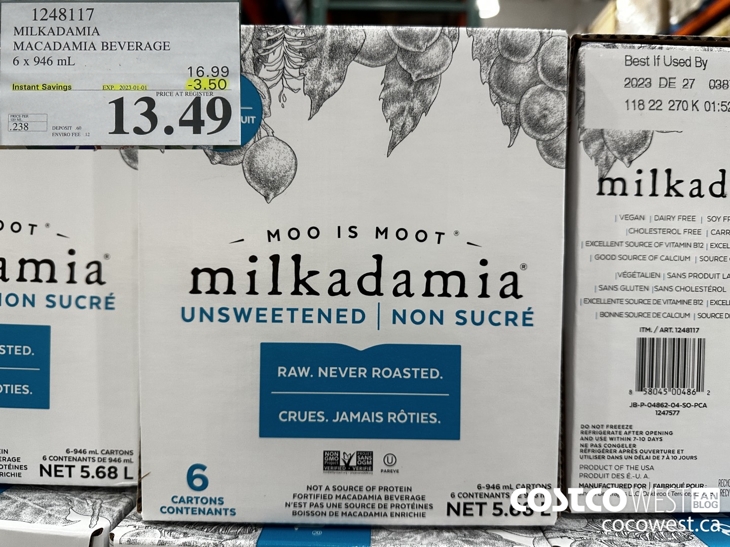 1248117 MILKADAMIA MACADAMIA BEVERAGE 6 x 946 mL ($3.50 INSTANT SAVINGS EXPIRES ON 2023-01-01) $13.49