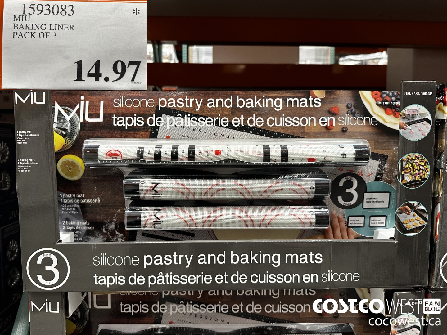 1593083 MIU BAKING LINER PACK OF 3 $14.97