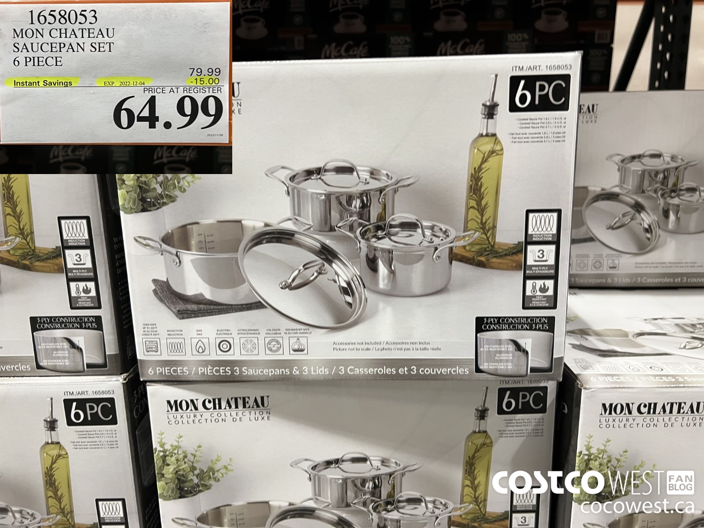 1658053 MON CHATEAU SAUCEPAN SET 6 PIECE ($15.00 INSTANT SAVINGS EXPIRES ON 2022-12-04) $64.99