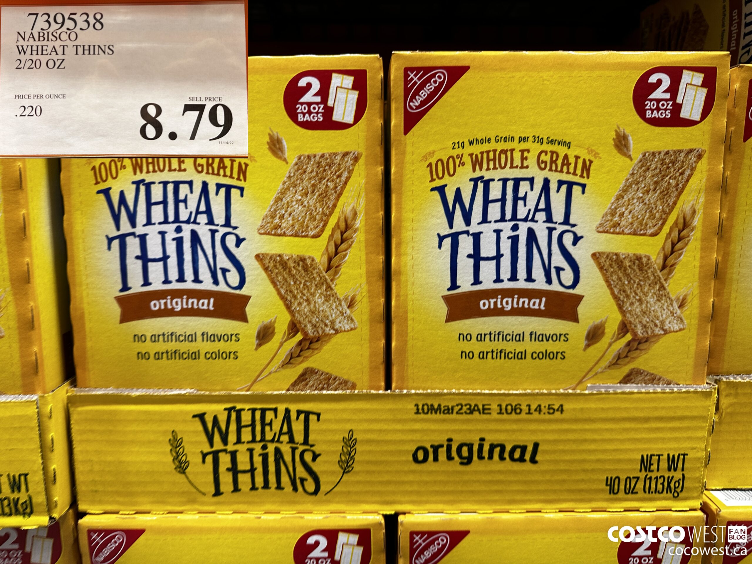 739538 NABISCO WHEAT THINS 2/20 OZ $8.79