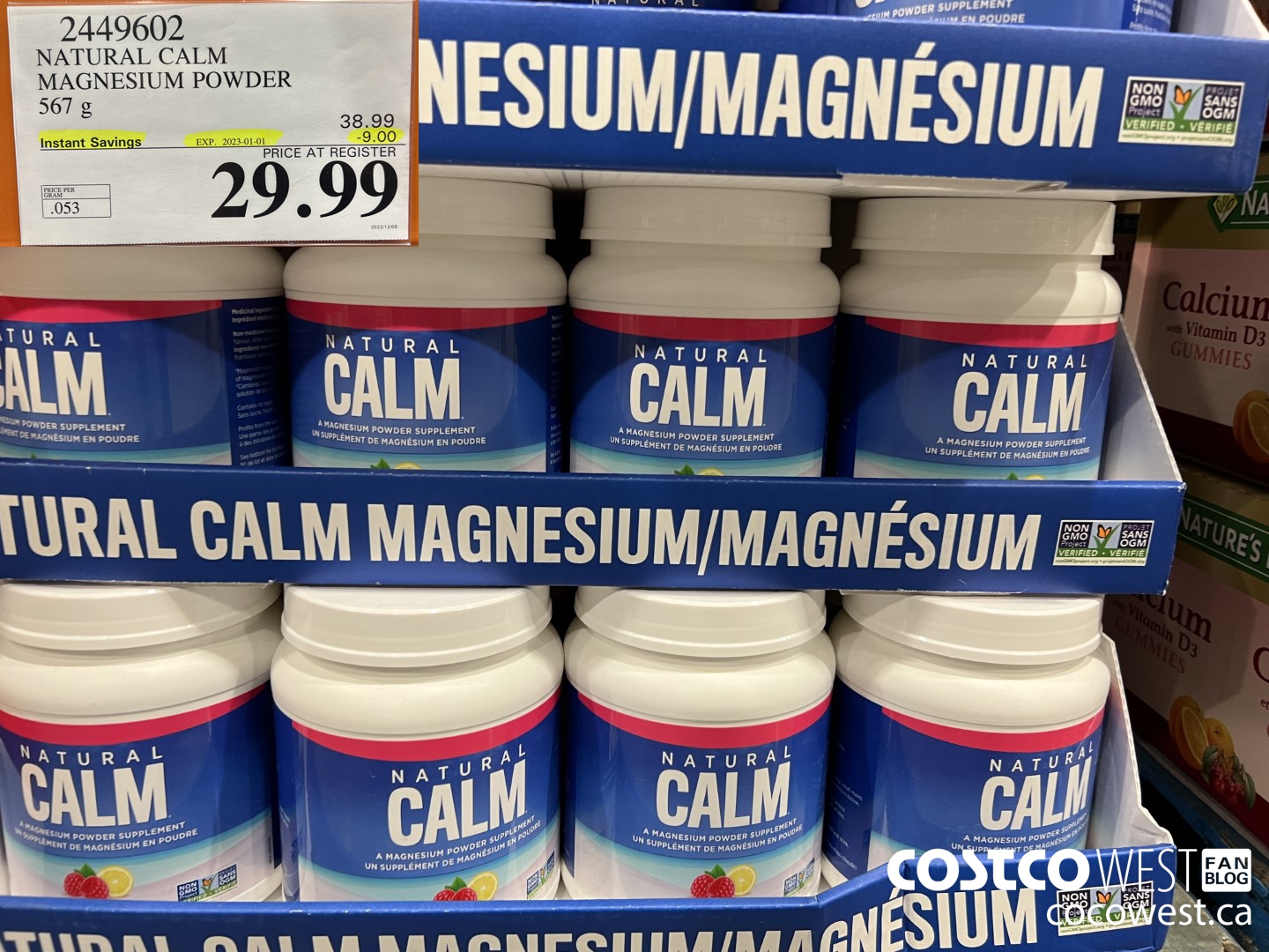2449602 NATURAL CALM MAGNESIUM POWDER 567 g ($9.00 INSTANT SAVINGS EXPIRES ON 2023-01-01) $29.99