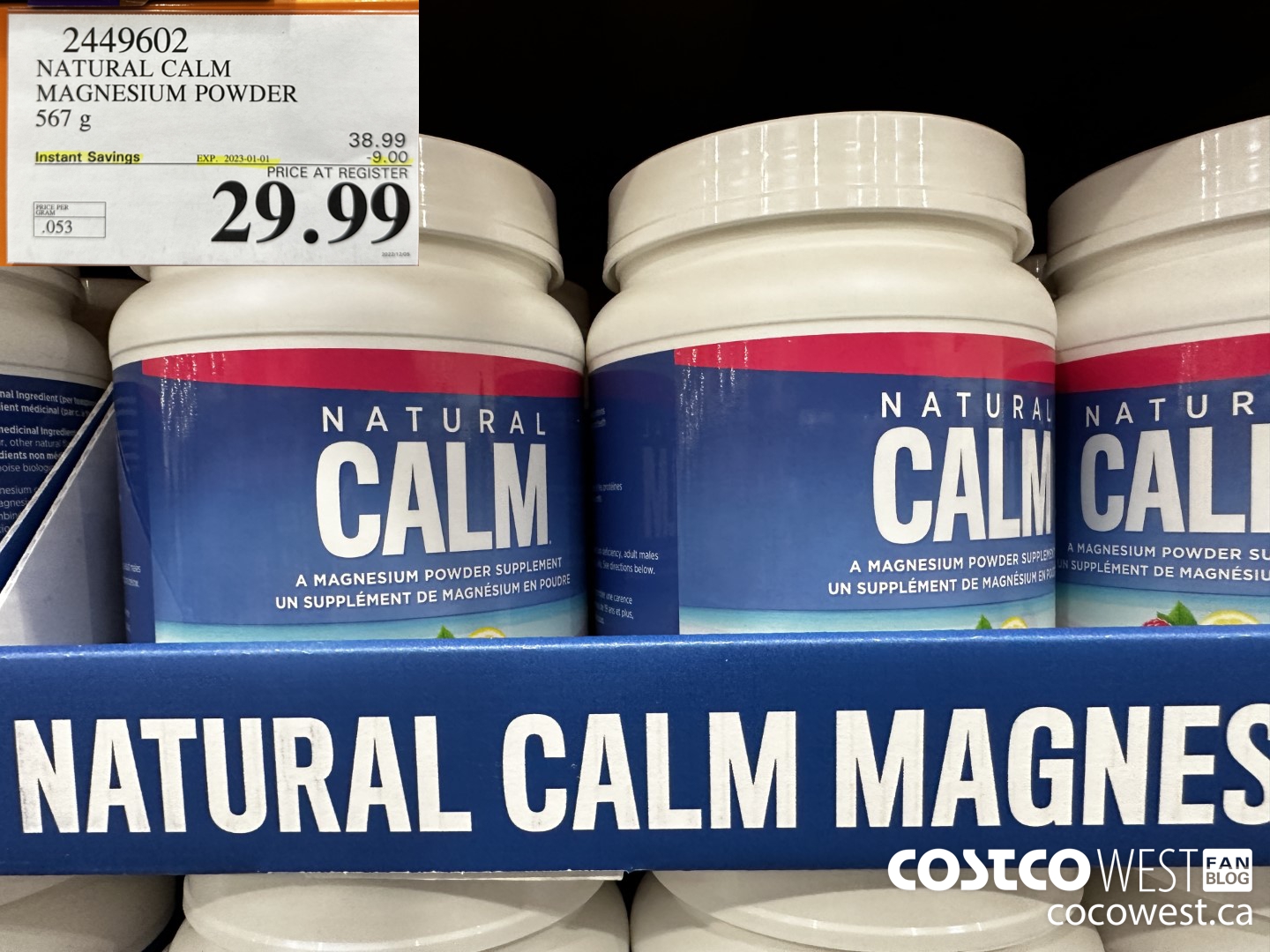 2449602 NATURAL CALM MAGNESIUM POWDER 567 g ($9.00 INSTANT SAVINGS EXPIRES ON 2023-01-01) $29.99