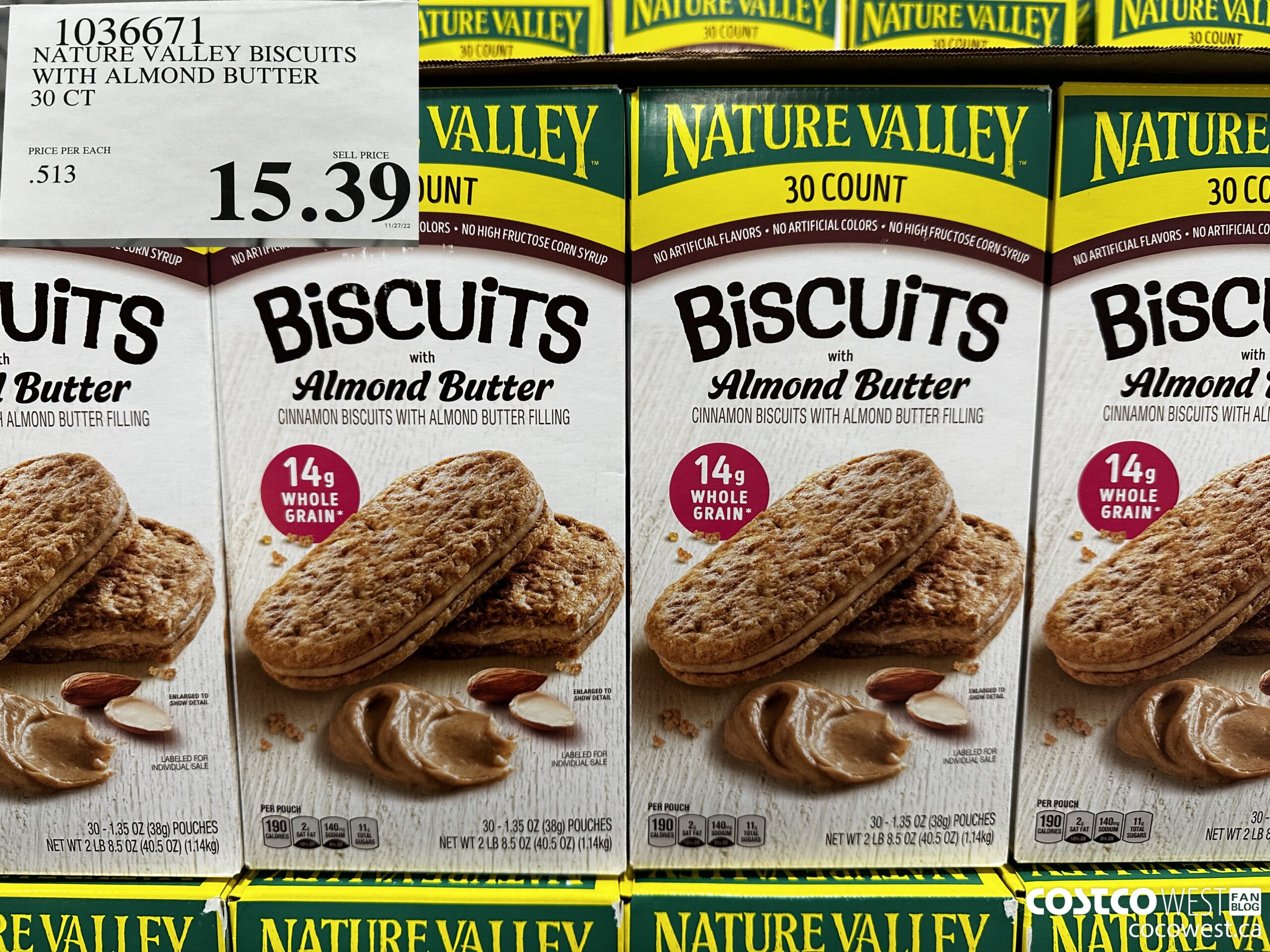 1036671 NATURE VALLEY BISCUITS WITH ALMOND BUTTER $15.39
