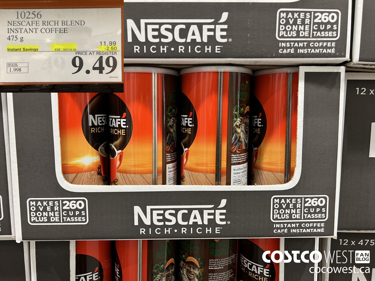 10256 NESCAFE RICH BLEND INSTANT COFFEE 475 g  ($2.50 INSTANT SAVINGS EXPIRES ON 2023-01-01) $9.49