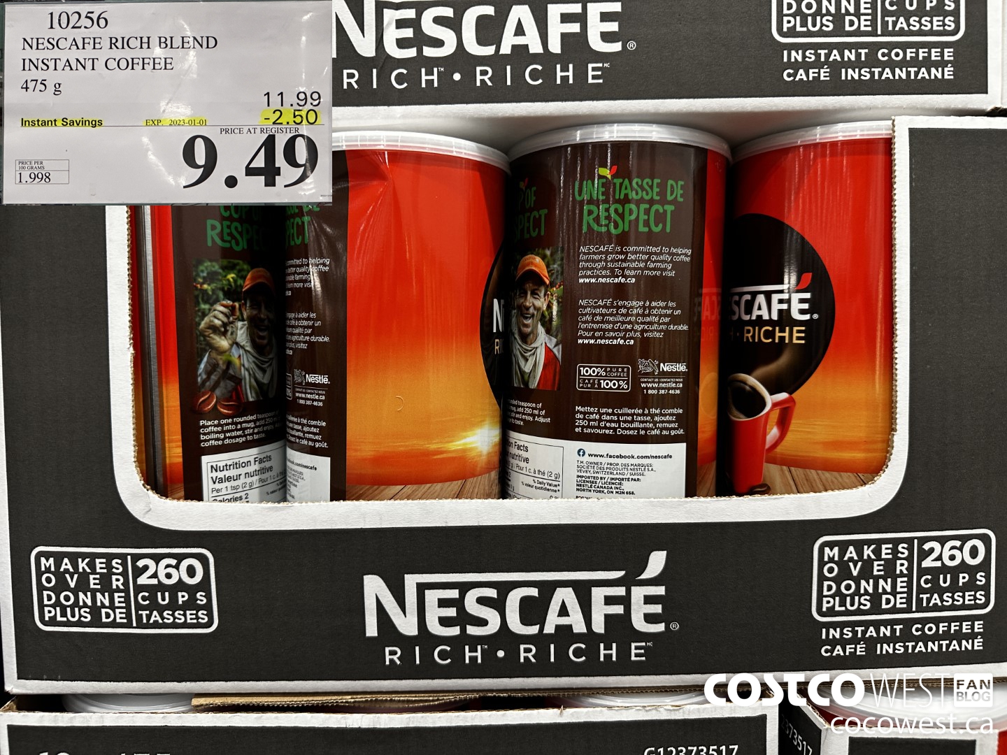 10256 NESCAFE RICH BLEND INSTANT COFFEE 475 g  ($2.50 INSTANT SAVINGS EXPIRES ON 2023-01-01) $9.49