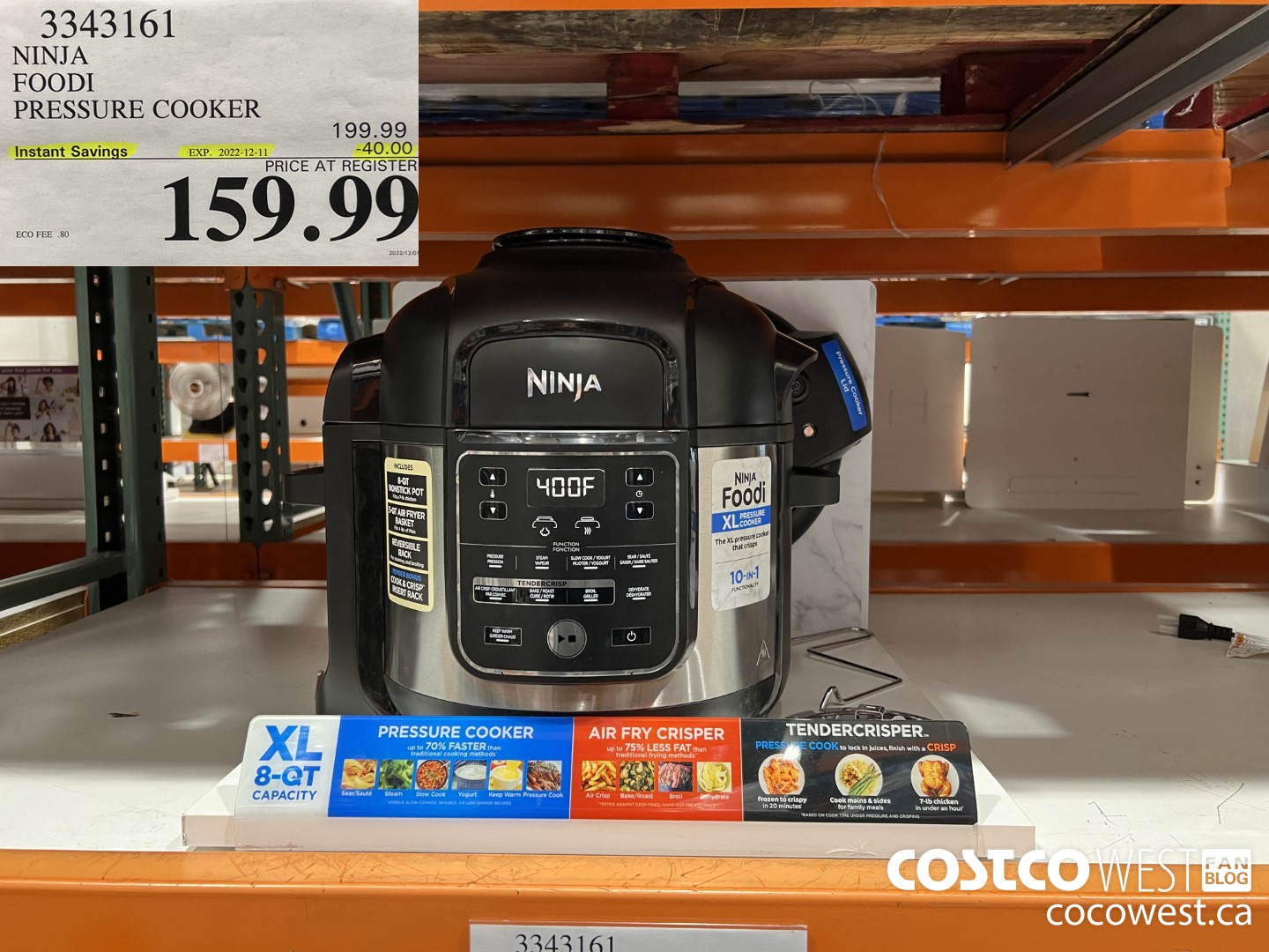 3343161 NINJA FOODI PRESSURE COOKER ($40.00 INSTANT SAVINGS EXPIRES ON 2022-12-11) $159.99