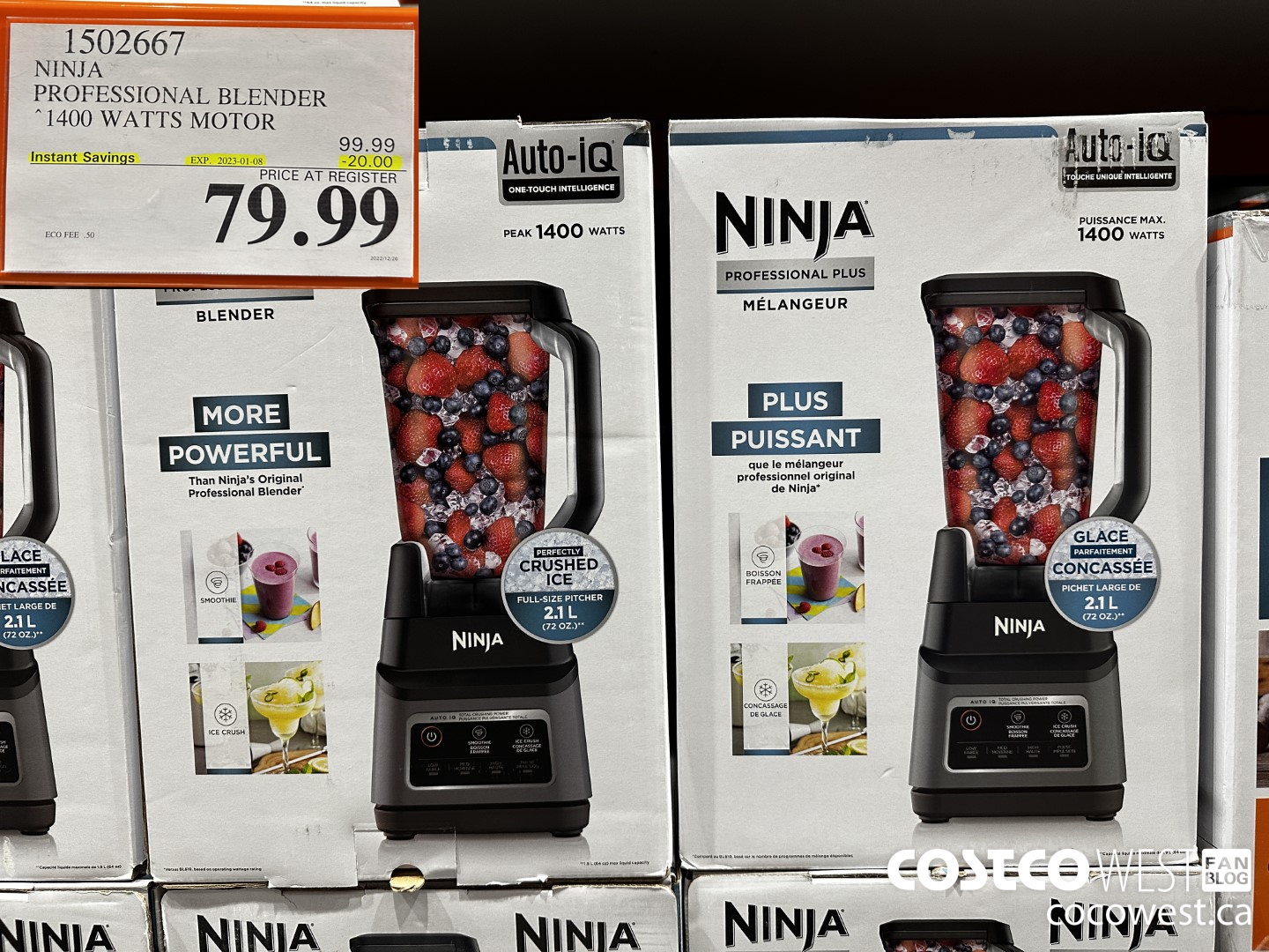 1502667 NINJA PROFESSIONAL BLENDER 1400 WATTS MOTOR ($20.00 INSTANT SAVINGS EXPIRES ON 2023-01-08) $79.99
