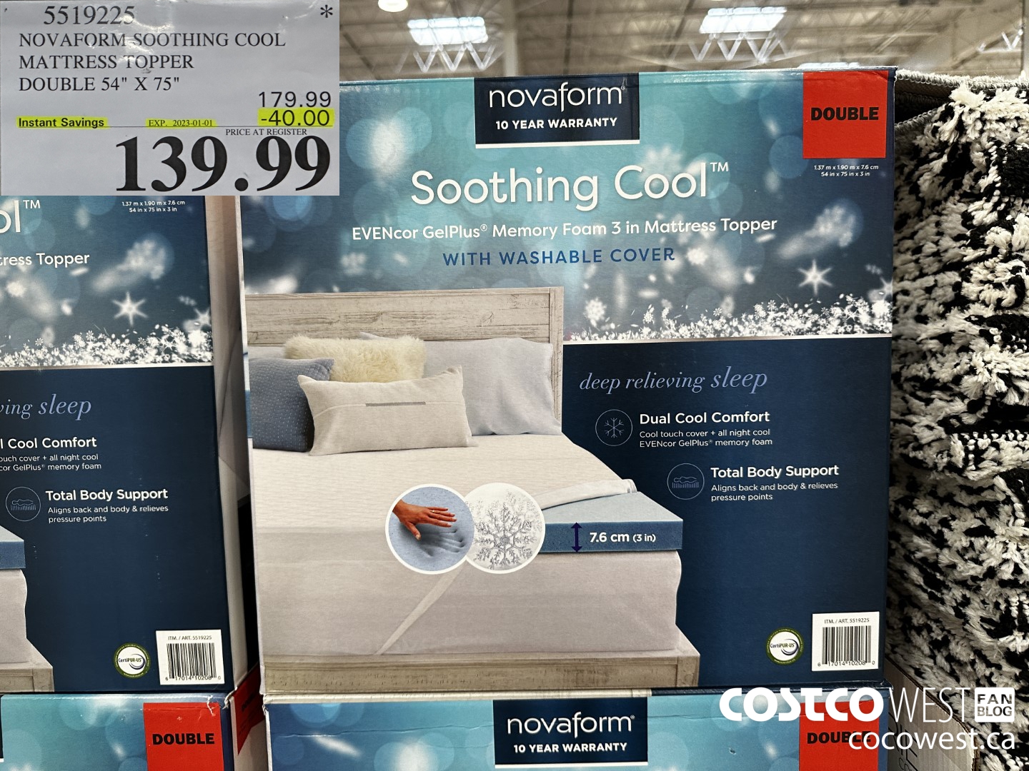 5519225 NOVAFORM SOOTHING COOL MATTRESS TOPPER DOUBLE 54