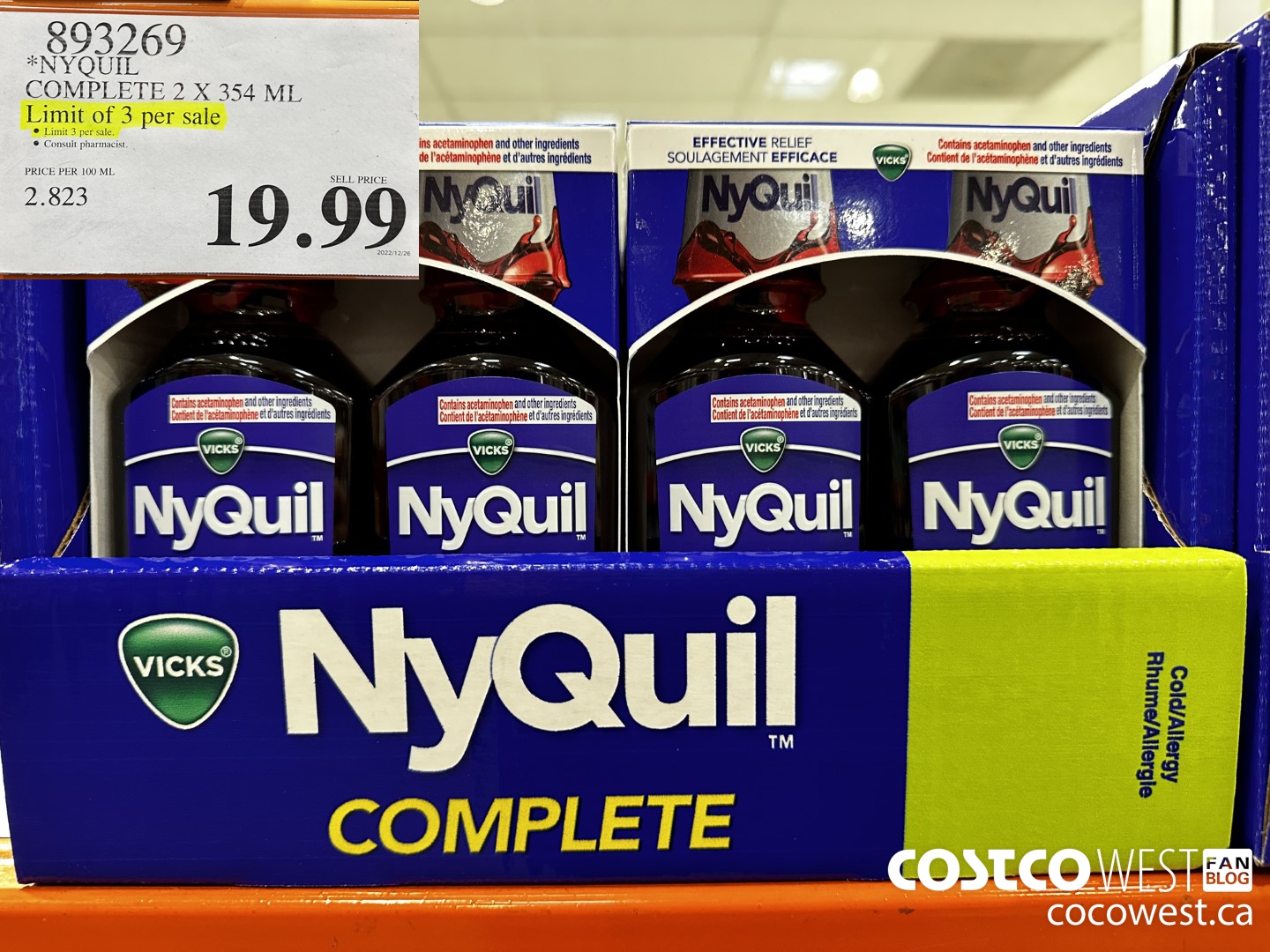 893269 NYQUIL COMPLETE 2 X 354 ML $19.99