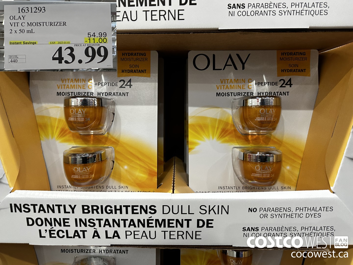 1631293 OLAY VIT C MOISTURIZER 2 x 50 mL  ($11.00 INSTANT SAVINGS EXPIRES ON 2023-01-01) $43.99