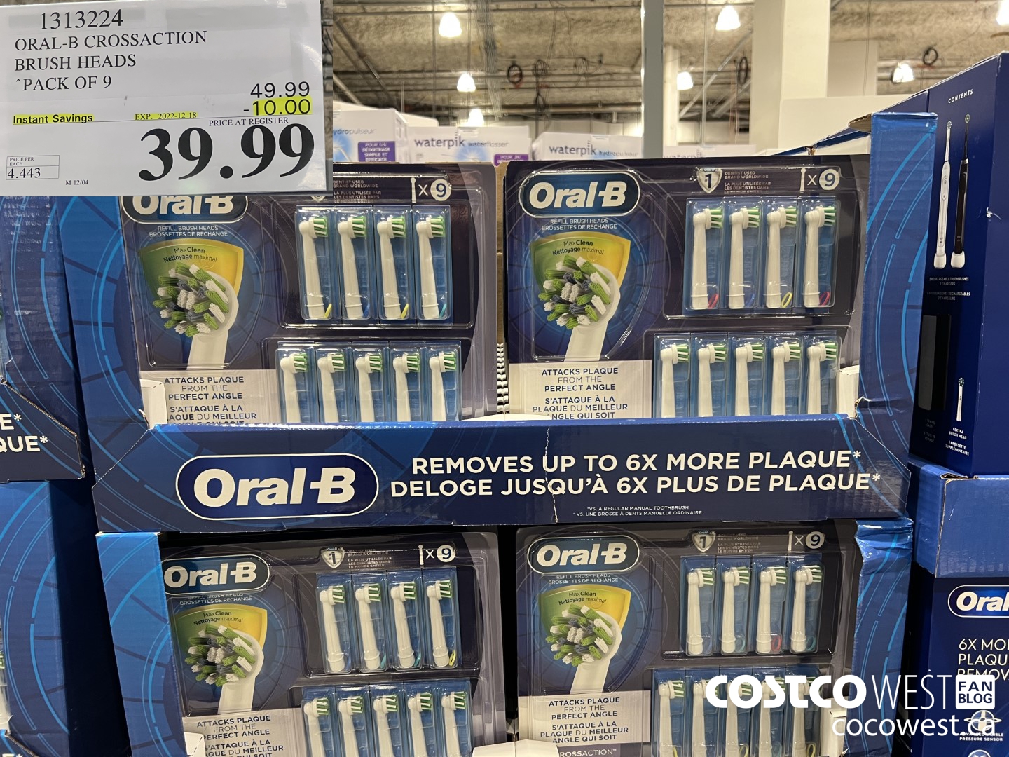 1313224 ORAL-B CROSSACTION BRUSH HEADS PACK OF 9 ($10.00 INSTANT SAVINGS EXPIRES ON 2022-12-18) $39.99