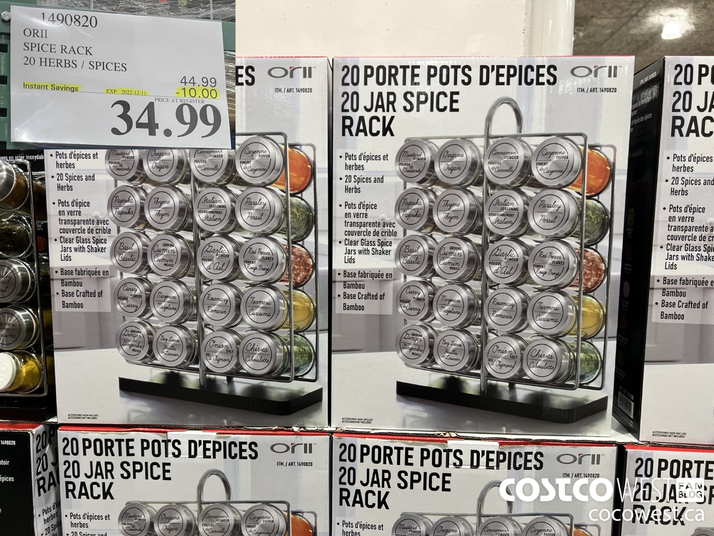 1490820 ORII SPICE RACK 20 HERBS / SPICES ($10.00 INSTANT SAVINGS EXPIRES ON 2022-12-11) $34.99