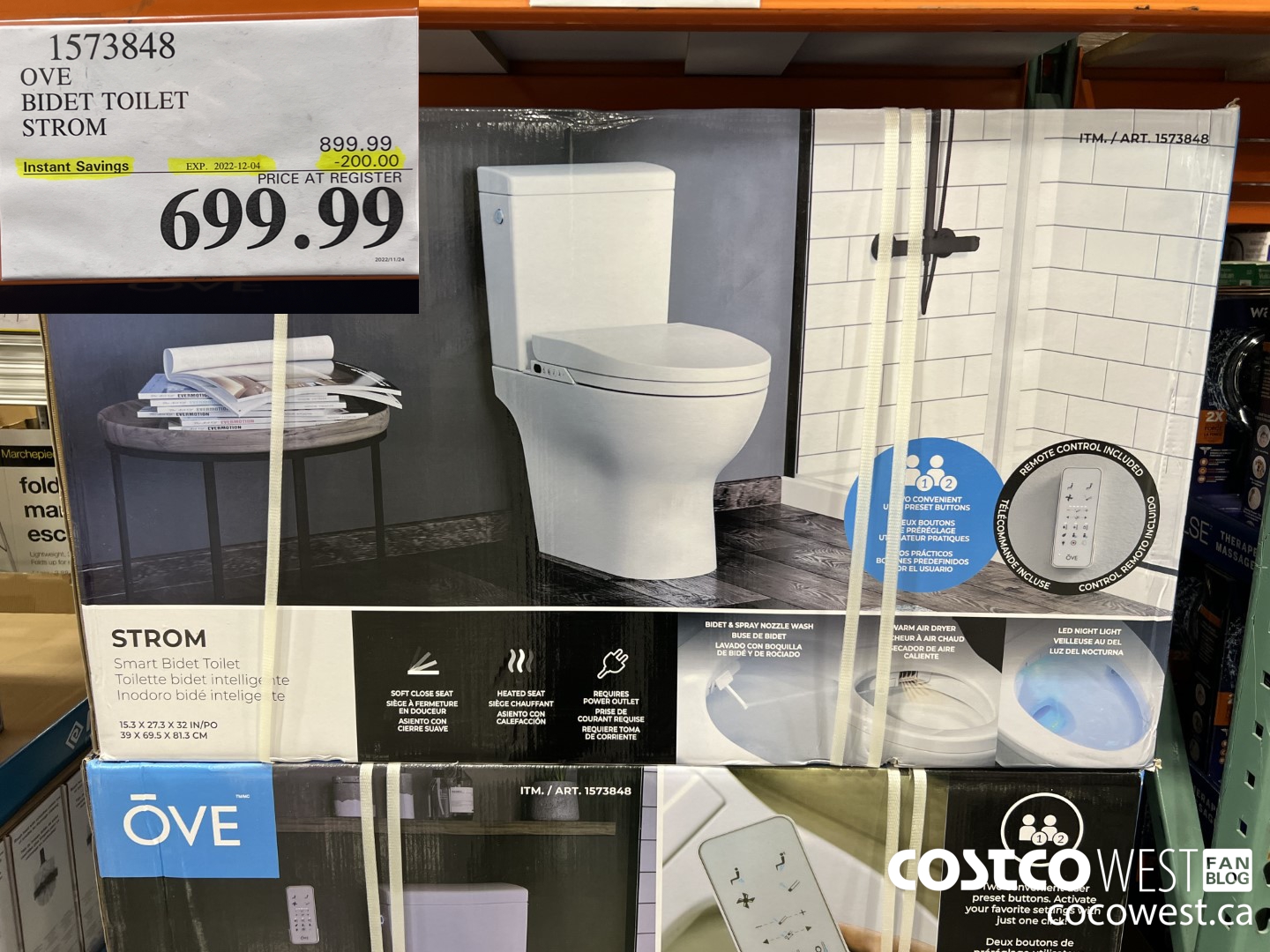 1573848 OVE BIDET TOILET STROM ($200.00 INSTANT SAVINGS EXPIRES ON 2022-12-04) $699.99