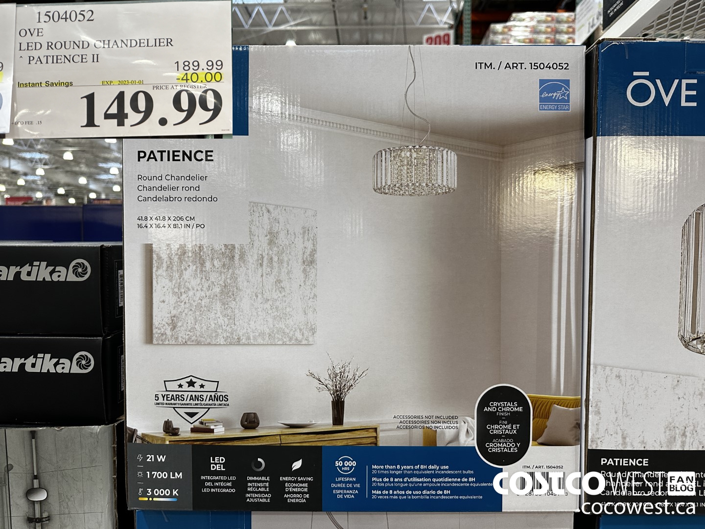 1504052 OVE LED ROUND CHANDELIER PATIENCE II ($40.00 INSTANT SAVINGS EXPIRES ON 2023-01-01) $149.99