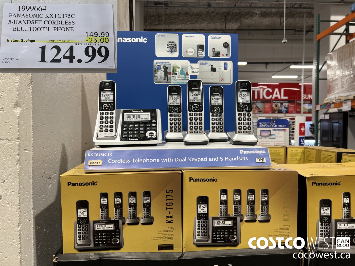 1999664 PANASONIC KXTG175C 5-HANDSET CORDLESS BLUETOOTH PHONE ($25.00 INSTANT SAVINGS EXPIRES ON 2022-12-05) $124.99