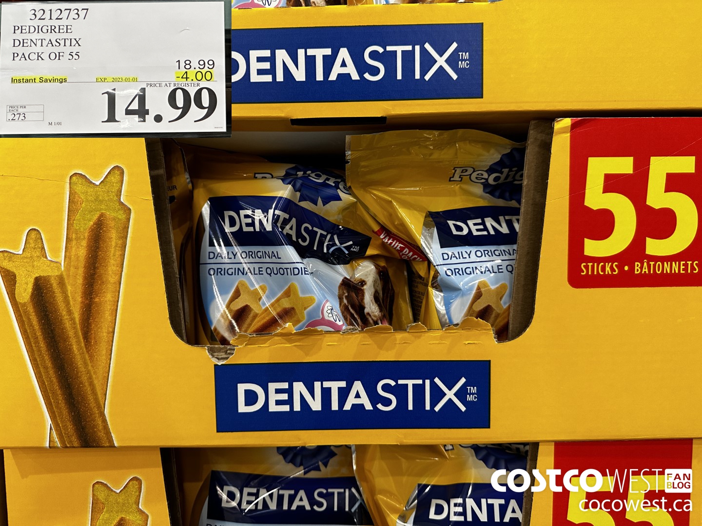 3212737 PEDIGREE DENTASTIX PACK OF 55 ($4.00 INSTANT SAVINGS EXPIRES ON 2023-01-01) $14.99