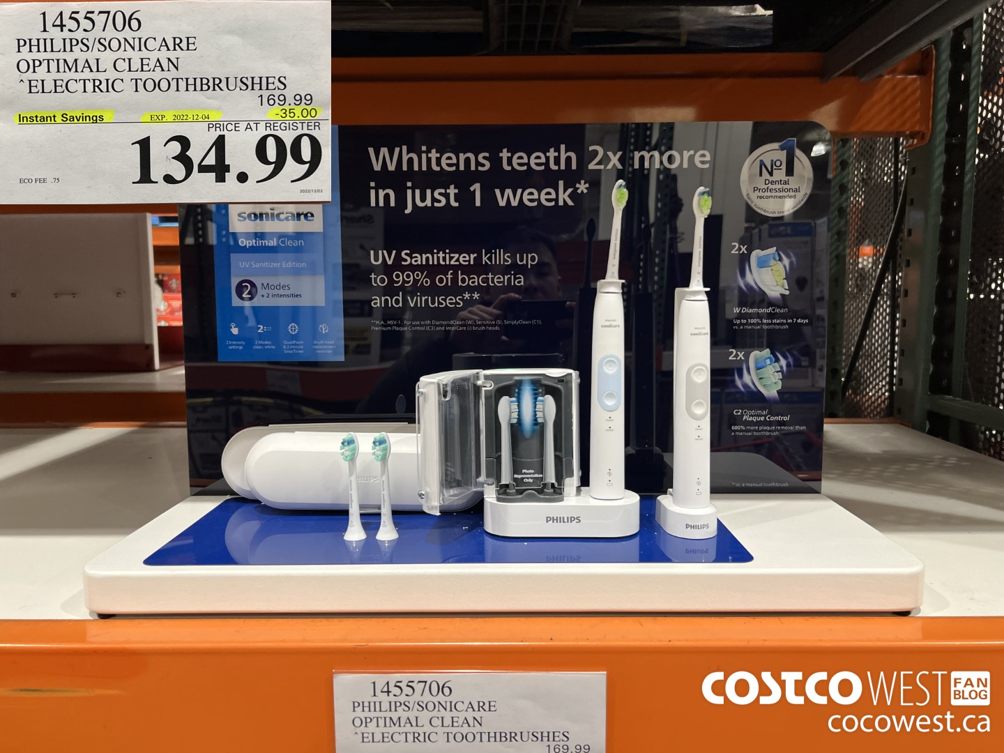 1455706 PHILIPS/SONICARE OPTIMAL CLEAN ELECTRIC TOOTHBRUSHES ($35.00 INSTANT SAVINGS EXPIRES ON 2022-12-04) $134.99