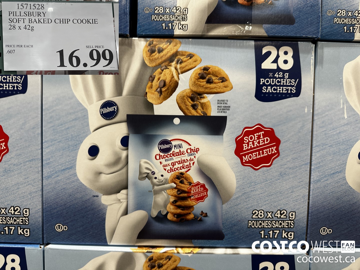 1571528 PILLSBURY SOFT BAKED CHIP COOKIE 28 X 42G $16.99