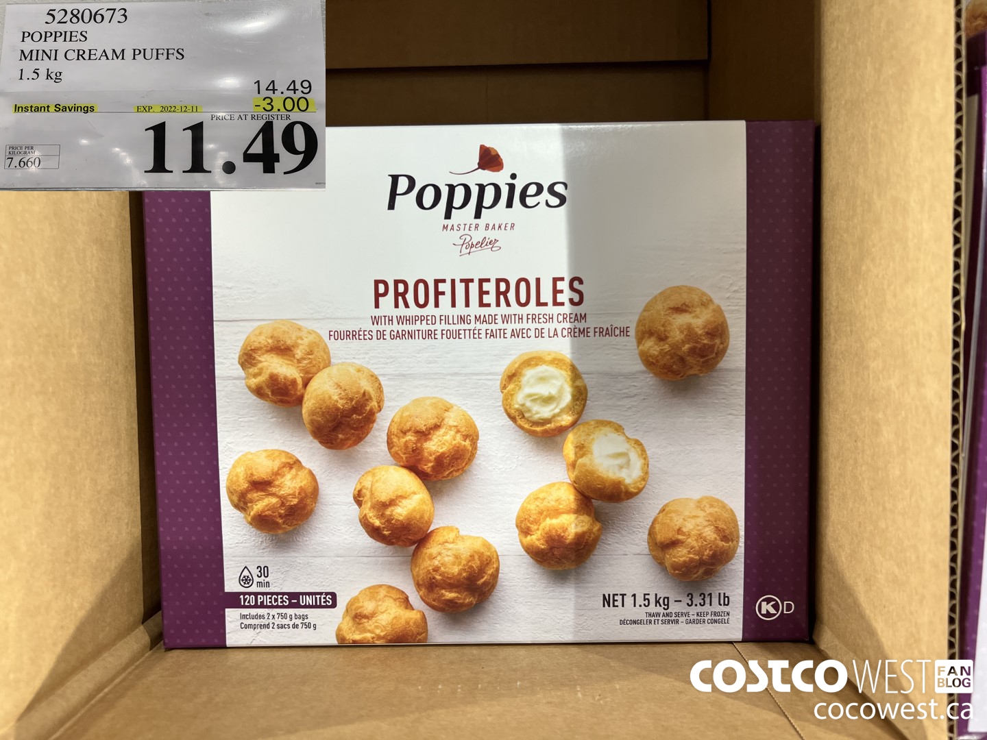 5280673 POPPIES MINI CREAM PUFFS 1.5 kg ($3.00 INSTANT SAVINGS EXPIRES ON 2022-12-11) $11.49