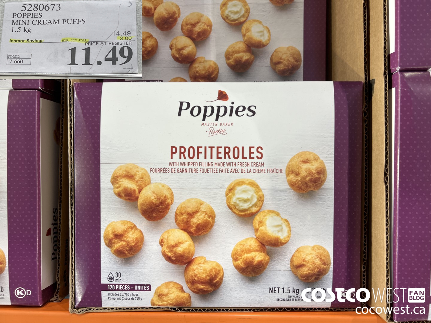 5280673 POPPIES MINI CREAM PUFFS 1.5 kg ($3.00 INSTANT SAVINGS EXPIRES ON 2022-12-11) $11.49
