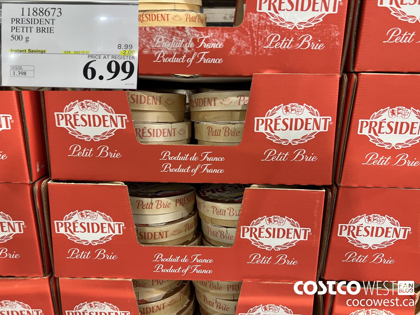 1188673 PRESIDENT PETIT BRIE 500 g ($2.00 INSTANT SAVINGS EXPIRES ON 2022-12-11) $6.99