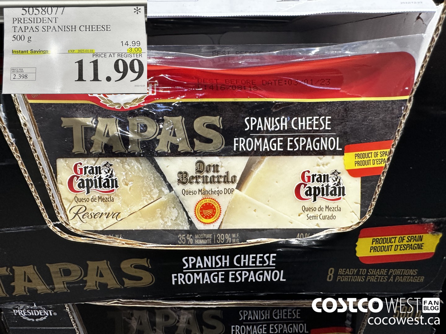 5058077 PRESIDENT TAPAS SPANISH CHEESE 500 G ($3.00 INSTANT SAVINGS EXPIRES ON 2023-01-01) $11.99
