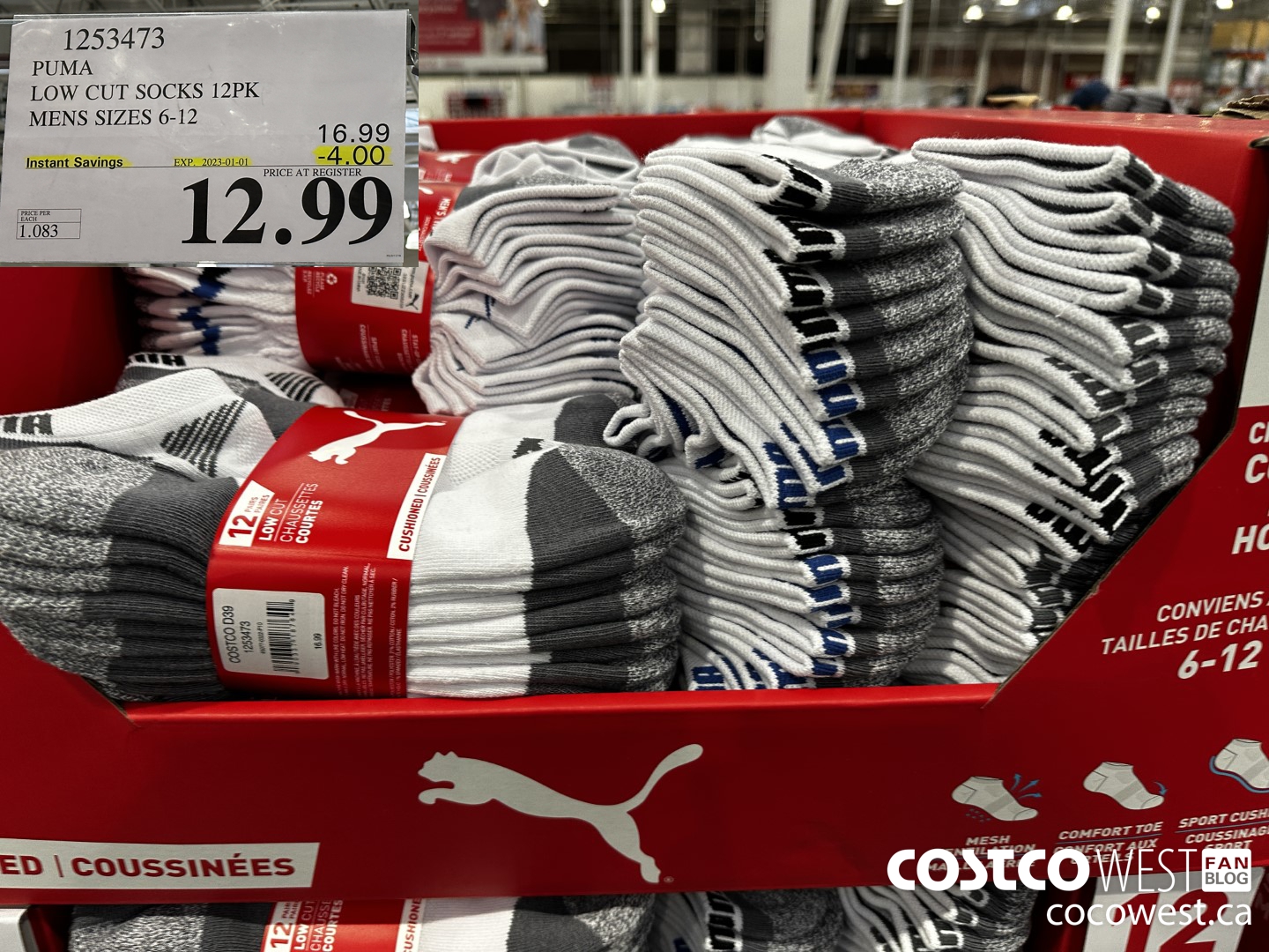 1253473 PUMA LOW CUT SOCKS 12PK MENS SIZES 6-12 ($4.00 INSTANT SAVINGS EXPIRES ON 2023-01-01) $12.99