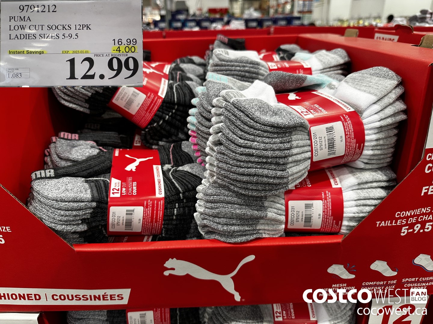 9791212 PUMA LOW CUT SOCKS 12PK LADIES SIZES 5-9.5 ($4.00 INSTANT SAVINGS EXPIRES ON 2023-01-01) $12.99